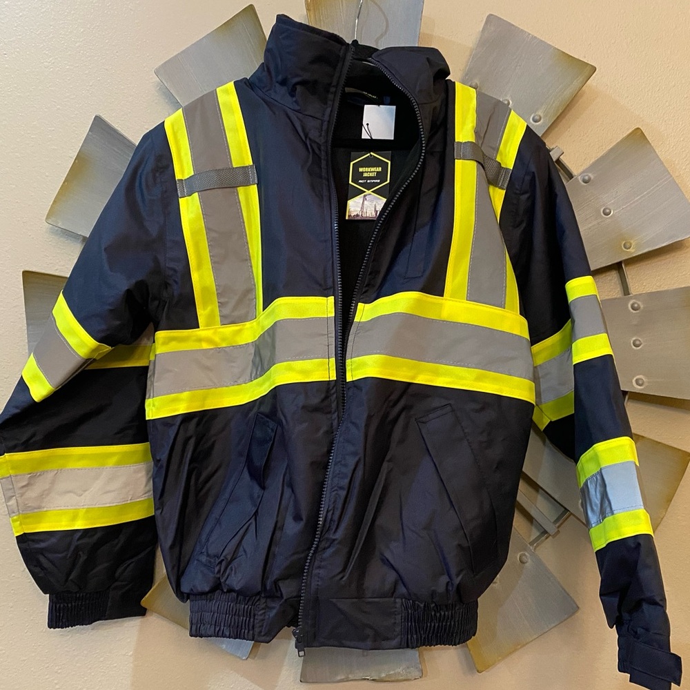 NWT Riot Empire High-Visibility Jacket with Yellow and Silver Accents